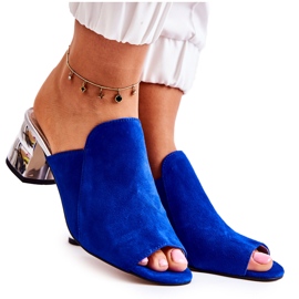 Damen-Slipper aus Wildleder mit Absatz Marineblau Marine