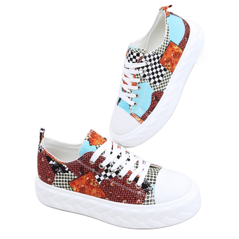 Madi Red Jacquard Weave Sneaker mit hoher Sohle mehrfarbig