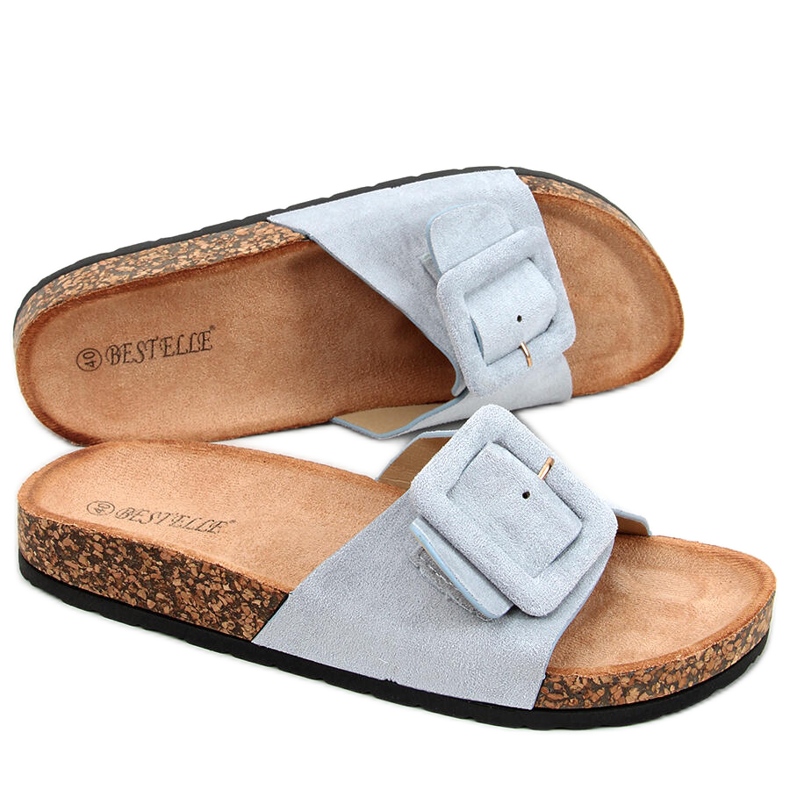 Priya Blaue Hausschuhe mit Korksohle