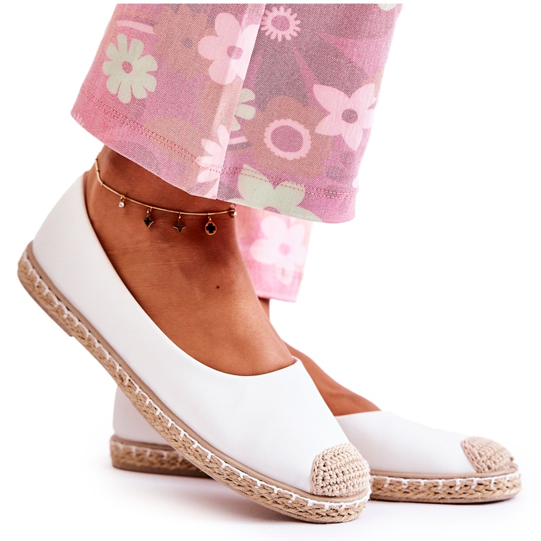 Klassische Damen-Espadrilles aus weißem Leder Calabria beige