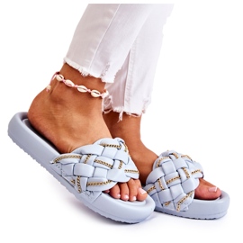 PS1 Lederhausschuhe für Damen mit einer blauen Soline-Kette