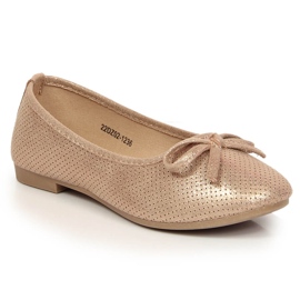 Ballerinas für Mädchen mit Schleife Rosa eVento golden