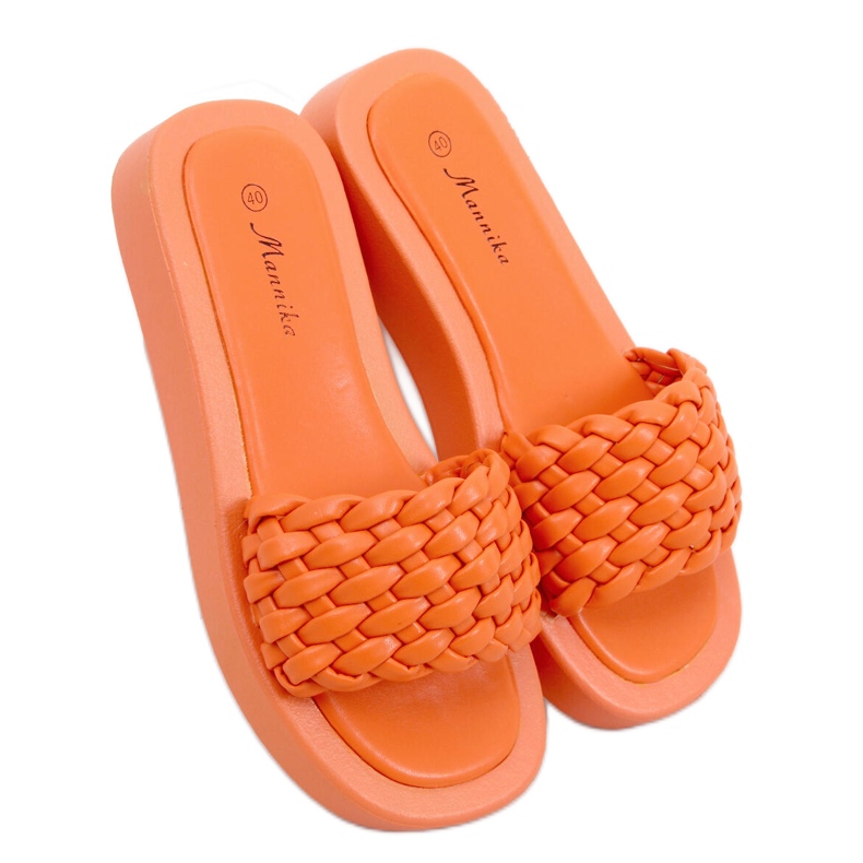 BM Sandaletten mit hohem Absatz und eingewebten Streifen in Elida Orange