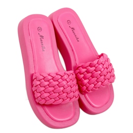 Sandaletten mit hohem Absatz und geflochtenen Elida Fushia-Streifen rosa