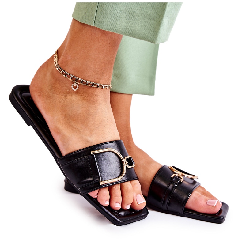 PG2 Klassische Lederhausschuhe für Damen mit schwarzer Shilla-Verzierung