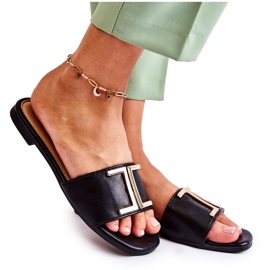 PG1 Klassische Lederhausschuhe für Damen mit schwarzem Marenen-Ornament