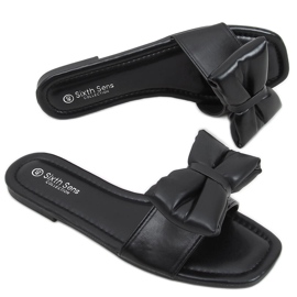 Mili Schwarze Hausschuhe mit Schleife