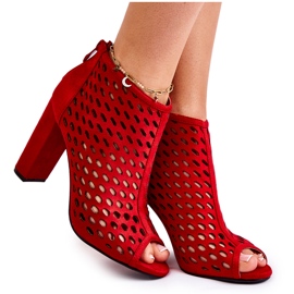 WT1 Rote Jenissa-Stiefel aus durchbrochenem Wildleder