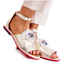 PA2 Ledersandalen für Damen mit goldener Nevassa-Verzierung