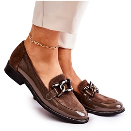 Klassische Loafer mit Kette Laura Messi 2531 Braun