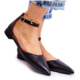 WD1 Ballerinas aus Leder für Damen in Spitz Black Caprise schwarz