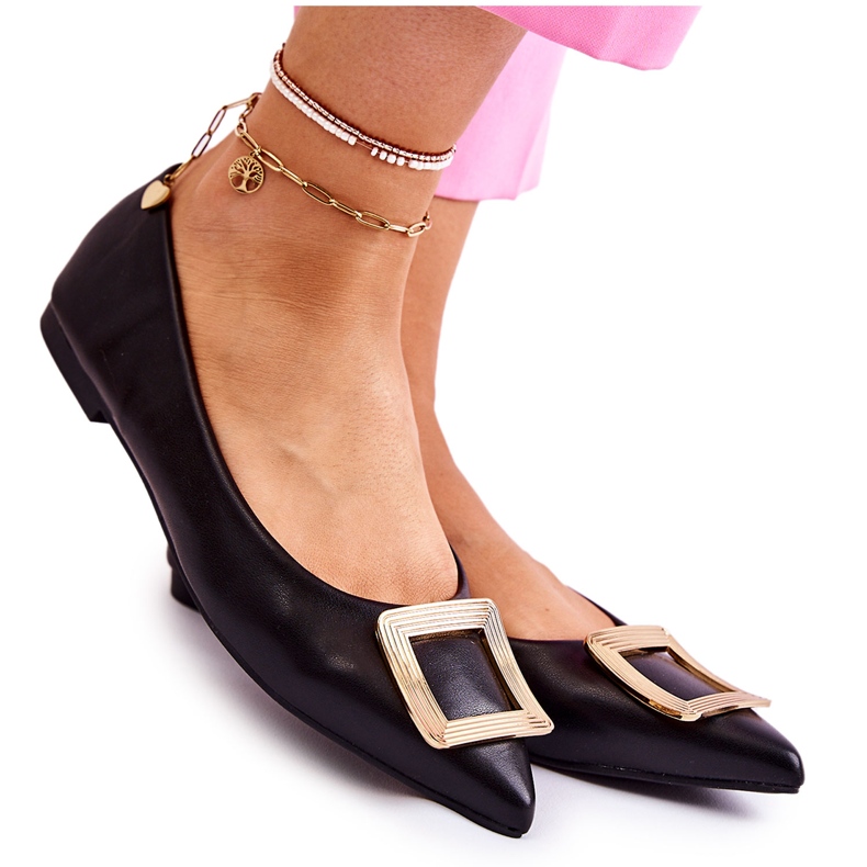 WS1 Ballerinas mit Ornament in Schwarz und Gold Simone Spitz