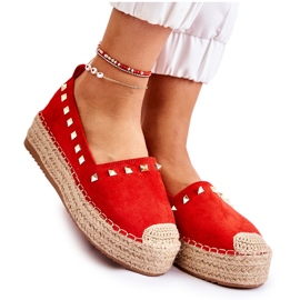 WT1 Damen-Espadrilles mit roten Laross-Nieten