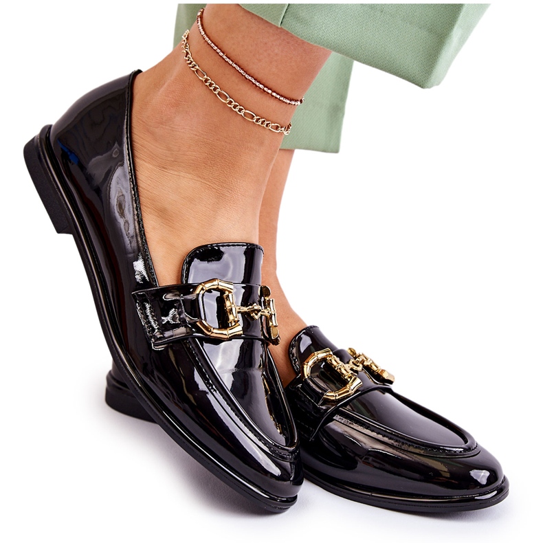 WS1 Schwarz lackierte Coriso-Mokassins für Damen