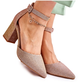 WS1 Glänzende Pumps auf einer Stange Dunkelgold Amira golden