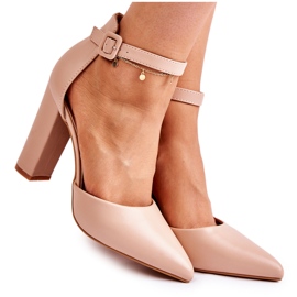 WS1 Lederpumps auf einem hohen Pfosten Beige Salira