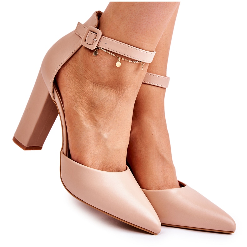 WS1 Lederpumps auf einem hohen Pfosten Beige Salira