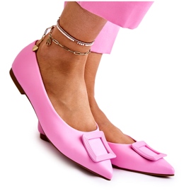 WS1 Ballerinas aus Leder mit rosa Simone-Spitz-Ornament