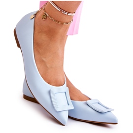 WS1 Ballerinas aus Leder mit blauem Simone-Spitz-Ornament