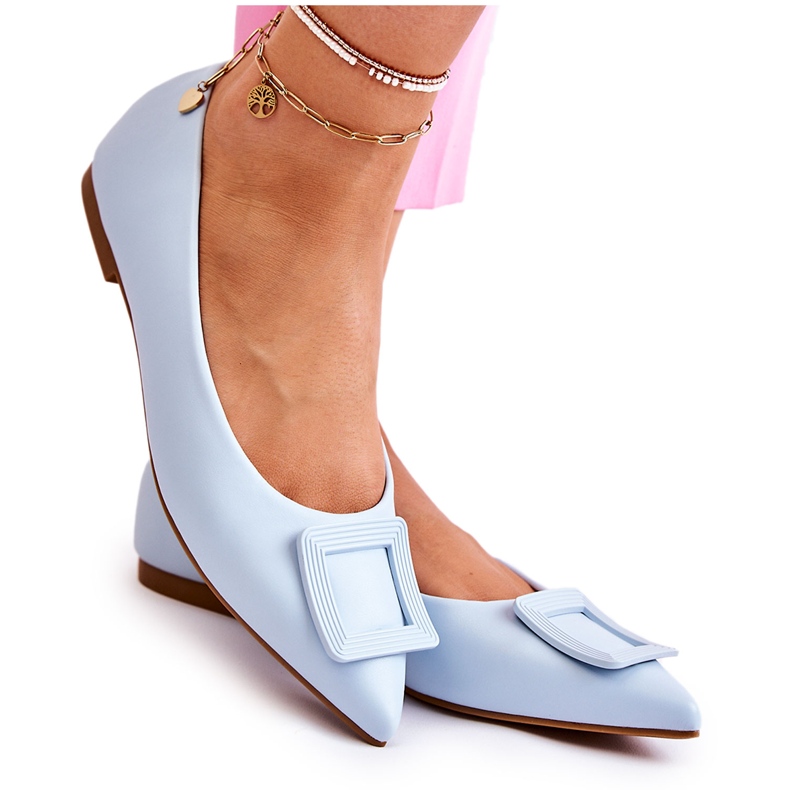 WS1 Ballerinas aus Leder mit blauem Simone-Spitz-Ornament