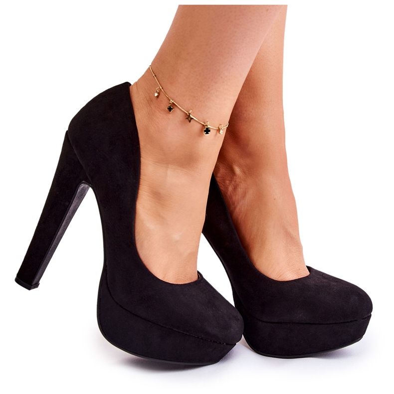 WS1 Wildleder Pumps auf High Heels Schwarz Santene