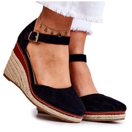 PS1 Schwarze Espadrilles für Damen auf Wedges Tamarill