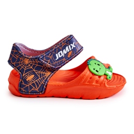 WJ1 Leichte Kindersandale mit Verzierungen in Orange und Marineblau