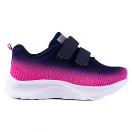 Zweifarbige Sportschuhe mit Klettverschluss von Shelovet für Kinder marineblau rosa