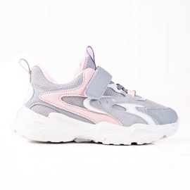 Shelovet Kindersneaker auf dicker Sohle, hellgrau rosa