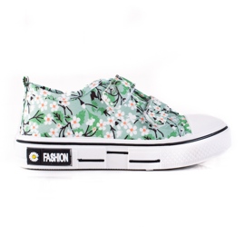 Shelovet Kindersneaker mit grünen Blumen ['weiß', 'grün', 'gelb']