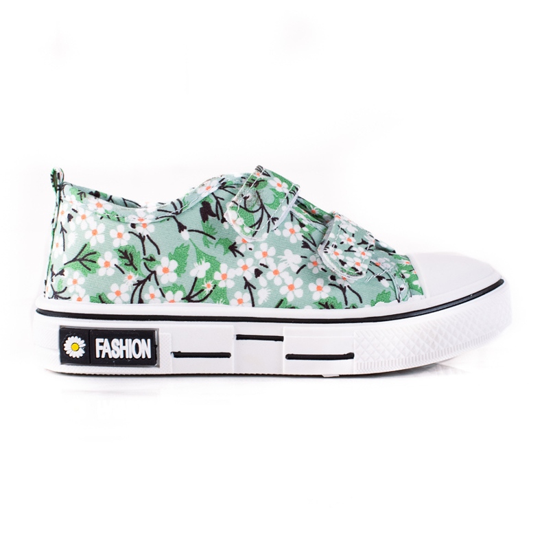 Shelovet Kindersneaker mit grünen Blumen ['weiß', 'grün', 'gelb']