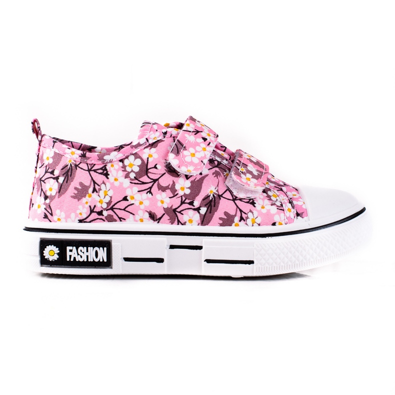 Shelovet Kindersneaker mit rosa Blumen weiß gelb