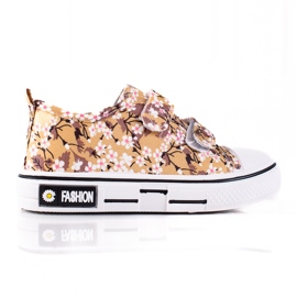 Shelovet Kindersneaker mit beigen Blumen weiß braun