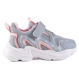 Shelovet Kinder Sneaker mit Klettverschluss grau blau