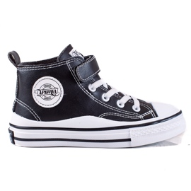 Shelovet hohe Kinder-Sneaker aus ökologischem Leder in Schwarz