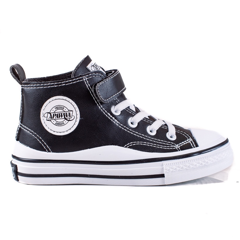 Shelovet hohe Kinder-Sneaker aus ökologischem Leder in Schwarz