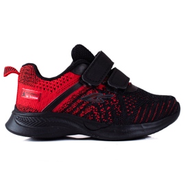 Shelovet Jungen Turnschuhe aus rotem und schwarzem Material