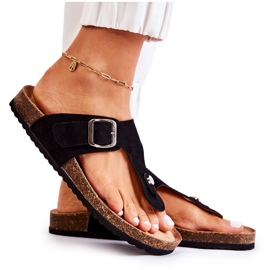 FB1 Damenhausschuhe mit Schnalle Schwarz Elina