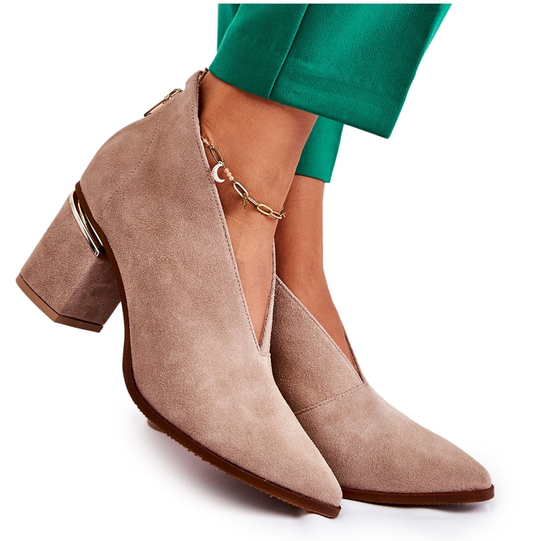 Lederstiefel mit hohem Absatz Laura Messi Hellbeige 2344