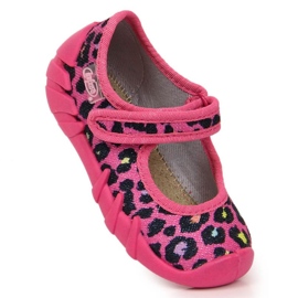 Befado Jr BEF1G Hausschuhe mit Klettverschluss rosa Leopard