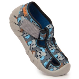 Hausschuhe mit Klettverschluss und Fledermaus Befado Jr BEF6A grau