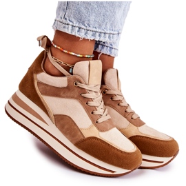 PS1 Damen Wildleder Sportschuhe Braun-Beige Elisse