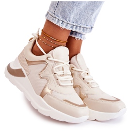 PG1 Modischer Damen-Sneaker Hellbeige Allie golden