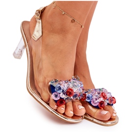 S.Barski Elegante Sandalen mit goldenen Lanette-Kristallen mehrfarbig