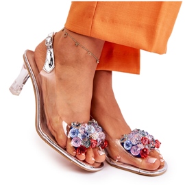 S.Barski Elegante Sandalen mit silbernen Lanette-Kristallen mehrfarbig