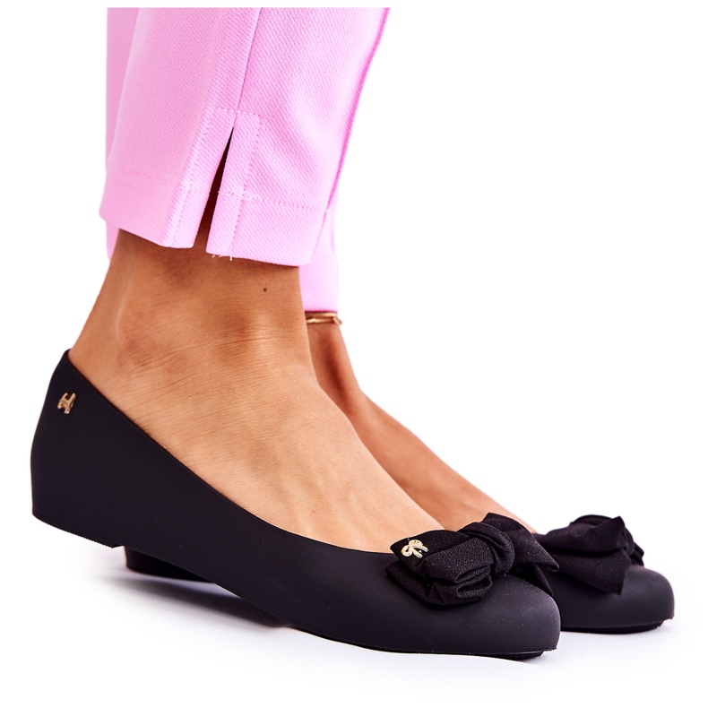 PH1 Ballerinas aus Gummi für Damen mit Schleife Schwarz Fergie