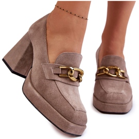 Wildlederpumps mit Zierkette Laura Messi 2444 Hellbraun beige