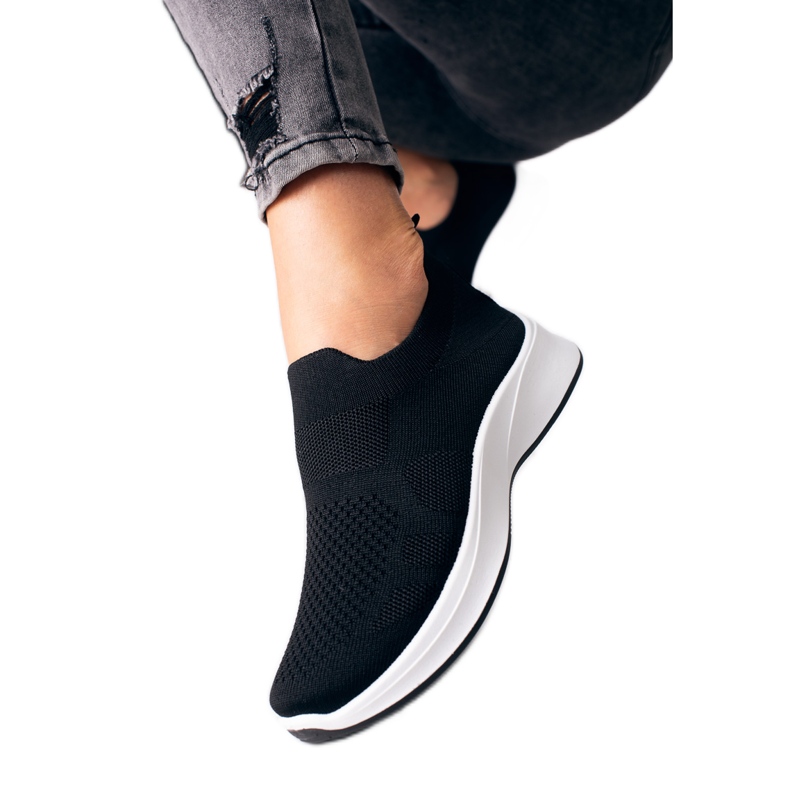 Schwarze Damensneaker Shelovet mit weißer Sohle