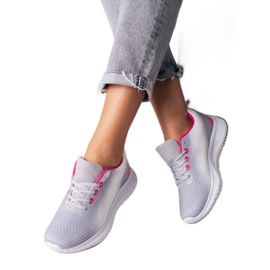 Weiß-grau geschnürte Sport-Sneaker von Shelovet für Damen