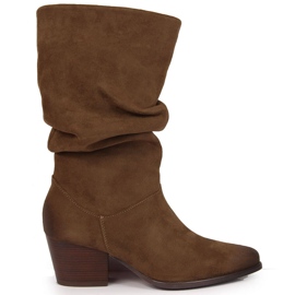 Kurze Damenstiefel in Knitteroptik Vinceza braun